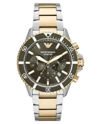 Emporio Armani Kvarts Grön/Guldstål 43 mm