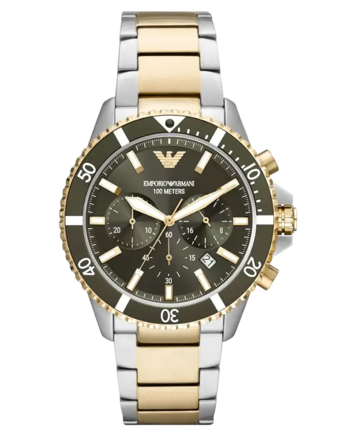 Emporio Armani Kvarts Grön/Guldstål 43 mm - Bild 1
