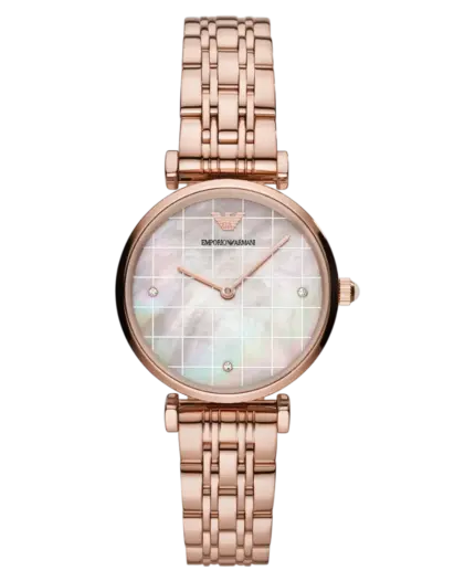 Emporio Armani Gianni T-Bar Grå/Roséguldstonat stål 32 mm