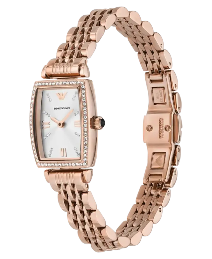 Emporio Armani Gianni T-Bar Vit/Roséguldstonat stål 26 mm - Bild 2