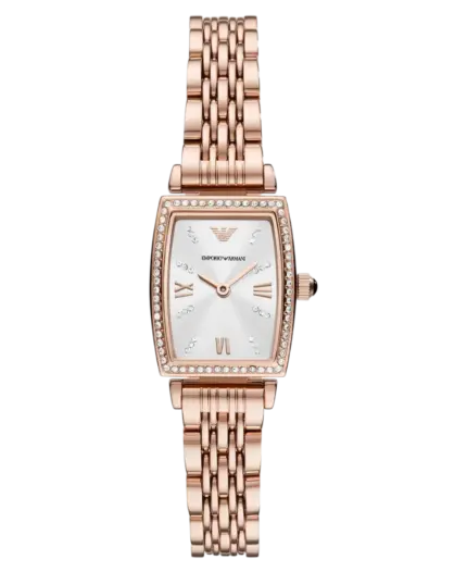 Emporio Armani Gianni T-Bar Vit/Roséguldstonat stål 26 mm