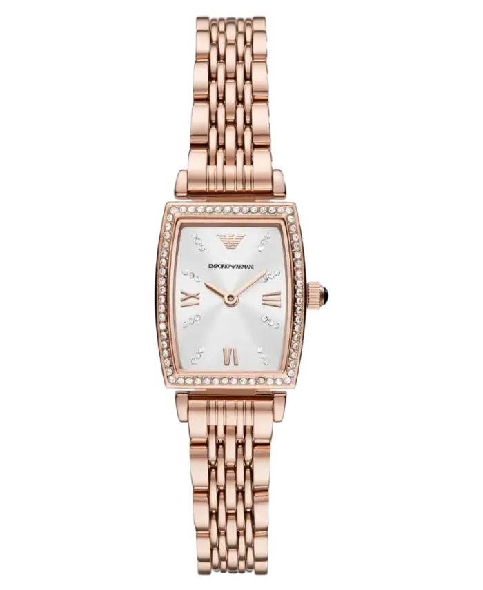 Emporio Armani Gianni T-Bar Vit/Roséguldstonat stål 26 mm - Bild 1