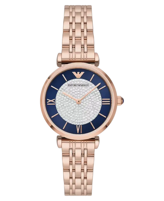 Emporio Armani Gianni T-Bar Blå/Roséguldstonat stål 32 mm - Bild 1