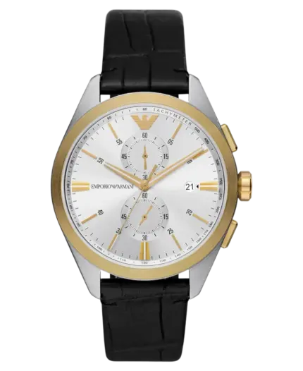 Emporio Armani Kvarts Silverfärgad/Läder 43 mm