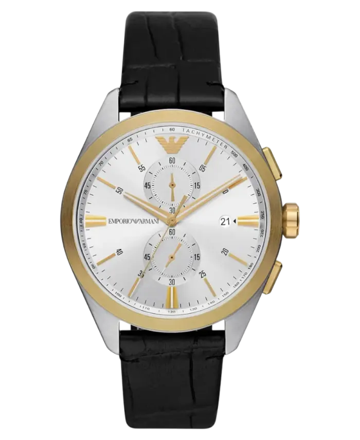 Emporio Armani Kvarts Silverfärgad/Läder 43 mm - Bild 1