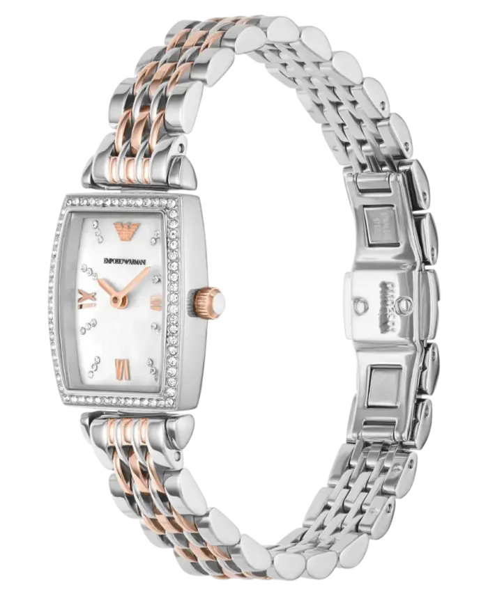 Emporio Armani Gianni T-Bar Vit/Roséguldstonat stål 26 mm - Bild 2