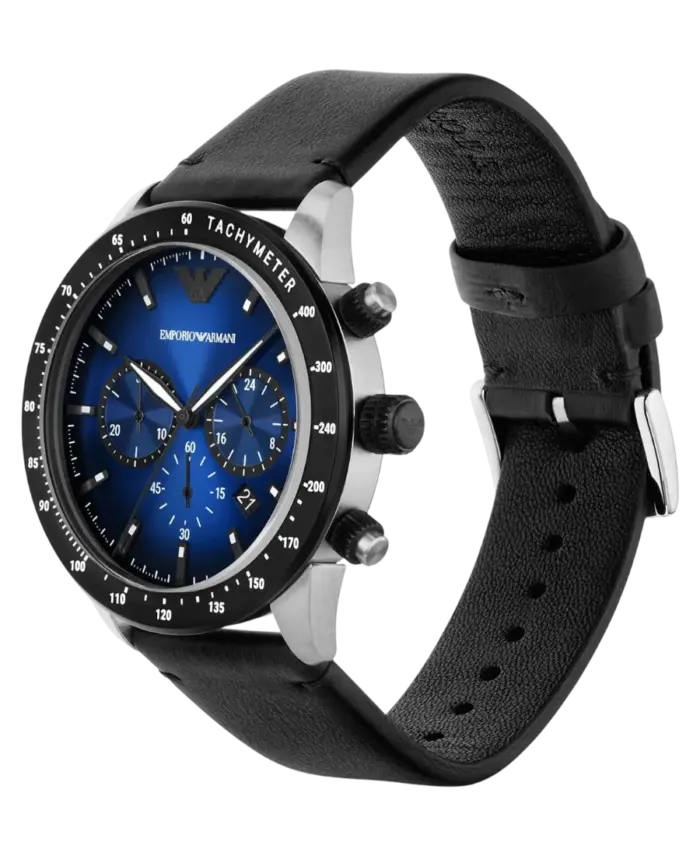 Emporio Armani Mario Kronograf Blå/Läder 43 mm - Bild 2