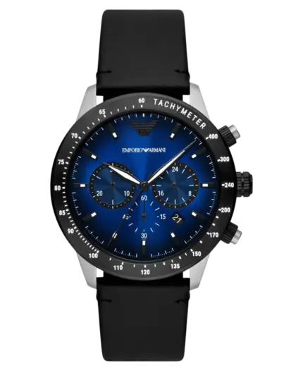 Emporio Armani Mario Kronograf Blå/Läder 43 mm