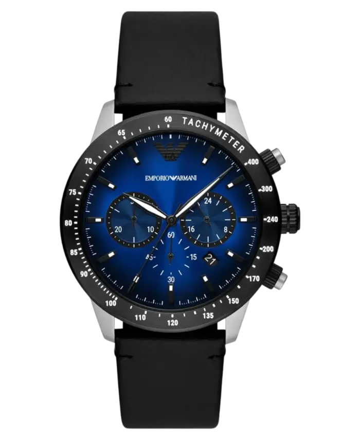 Emporio Armani Mario Kronograf Blå/Läder 43 mm - Bild 1