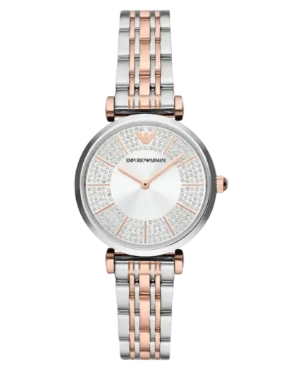 Emporio Armani Gianni T-Bar Silverfärgad/Roséguldstonat stål 32 mm