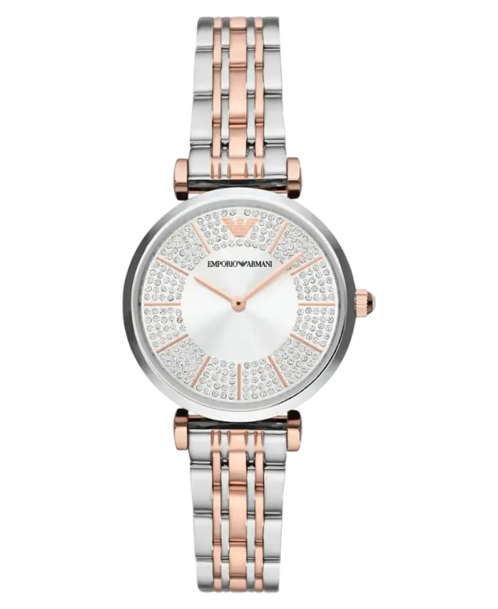 Emporio Armani Gianni T-Bar Silverfärgad/Roséguldstonat stål 32 mm - Bild 1