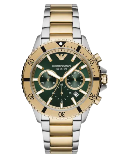 Emporio Armani Diver Grön/Guldtonat stål 42 mm
