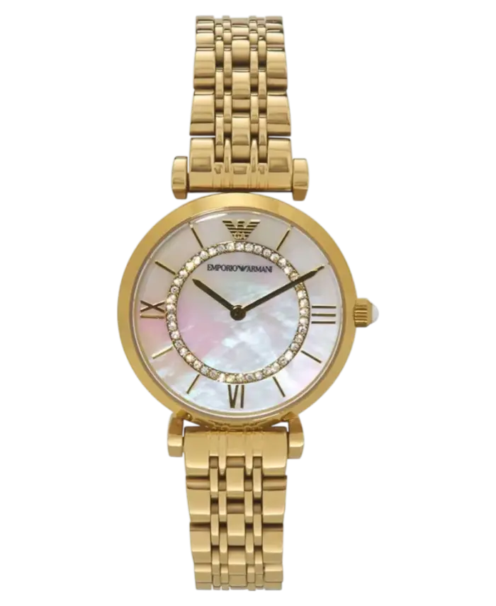Emporio Armani Dress Vit/Gulguldtonat stål 32 mm - Bild 1