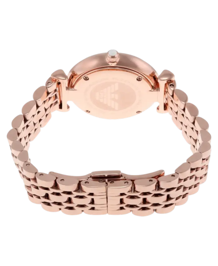 Emporio Armani Gianni T-Bar Vit/Roséguldstonat stål 32 mm - Bild 3