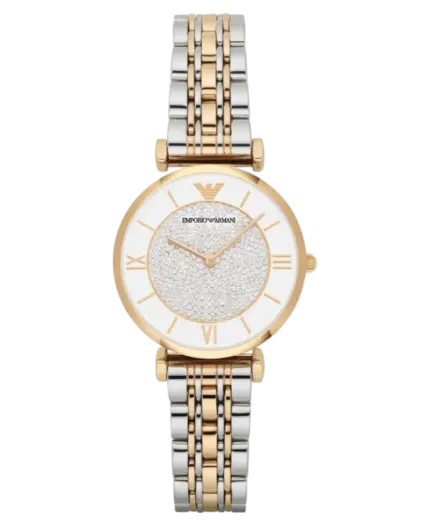 Emporio Armani Vit/Gulguldtonat stål 32 mm
