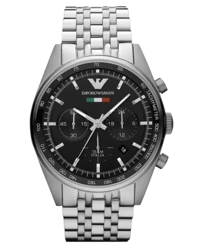 Emporio Armani Tazio Large Kvarts Svart/Stål 43 mm - Bild 1