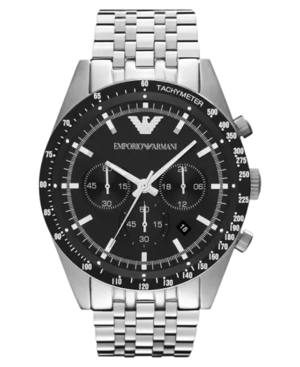 Emporio Armani Tazio Kronograf Svart/Stål 46 mm