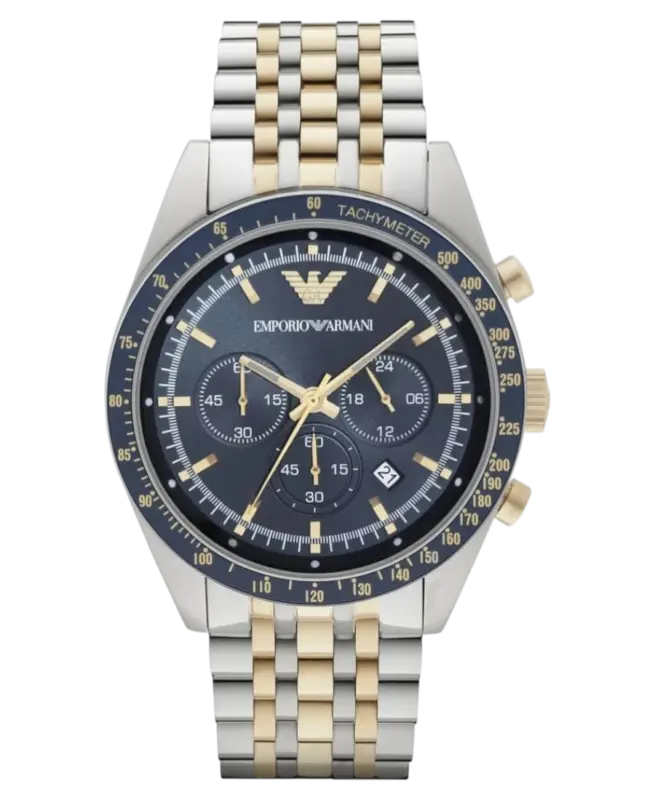 Emporio Armani Sportivo Blå/Gulguldtonat stål 46 mm