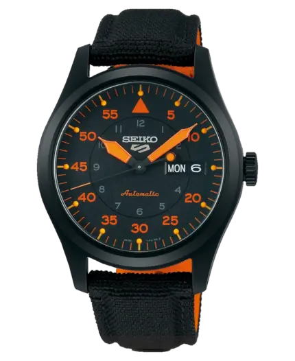 Seiko 5 Automatisk Svart/Läder 39.4 mm