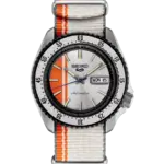 SEIKO 5 Sports Automatisk Orange med silvergrå detaljer/Textil 42.5 mm SRPK73