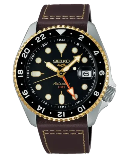 Seiko 5 Automatisk Svart/Läder 42.5 mm