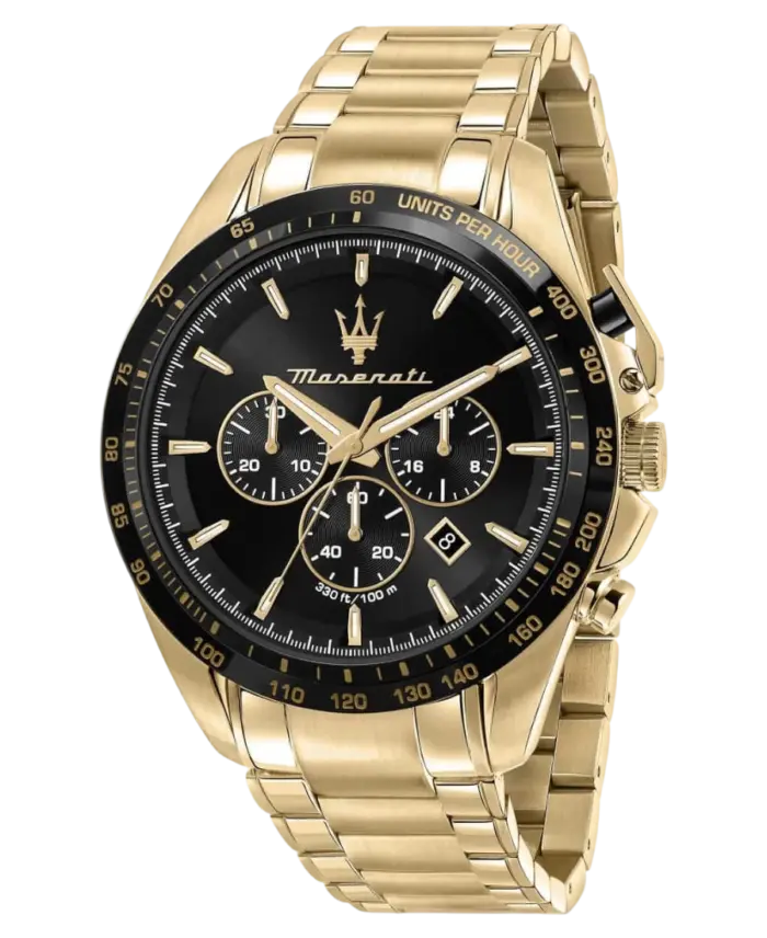 Maserati herrklocka Traguardo Svart/Guld 45 mm R8873612041