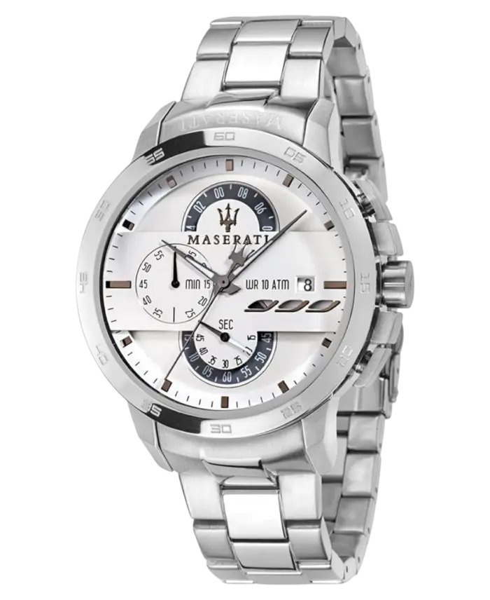 Maserati herrklocka Chronograph Vit/Stål 45 mm R8873619004