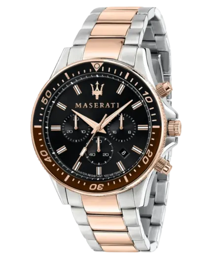 Maserati herrklocka Sfida Svart/Roséguld 44 mm R8873640009