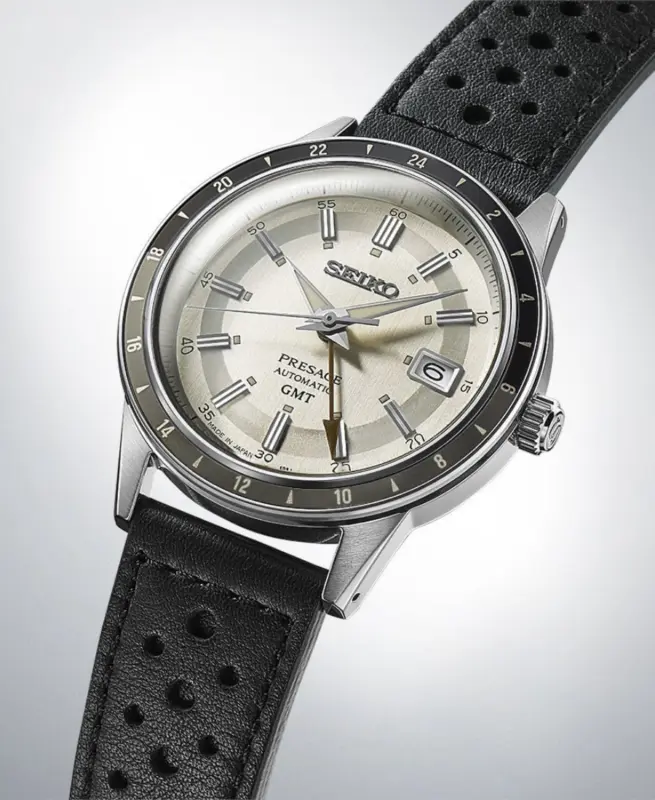 Seiko Presage Automatisk GMT Silverfärgad/Läder 40.8 mm ssk011j1