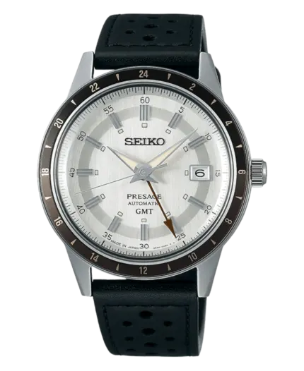 Seiko Presage Automatisk GMT Silverfärgad/Läder 40.8 mm ssk011j1