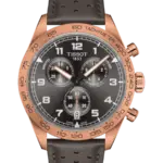 Tissot PRS 516 Chronograph Roséguld/Svart Läder 45 mm