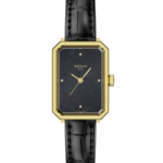 Tissot SRV 30mm Quartz Damklocka – Svart pärlemor urtavla & svart läderarmband