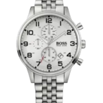 Hugo Boss Aeroliner Herrklocka 44 mm med Silverfärgat Stålarmband