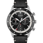 Hugo Boss Santiago Herrklocka 44 mm med Svart Läderarmband