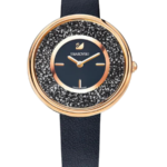 Swarovski Crystalline Pure Damklocka 34 mm med Svart Läderarmband