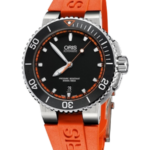 Oris Aquis Date Automatisk Herrklocka 43 mm – Svart Urtavla med Orange Gummirem
