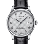 Tissot Le Locle Powermatic 80 Automatisk Herrklocka 39.3 mm – Silver Urtavla med Svart Läderband