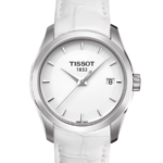 Tissot Couturier Damklocka Quartz 32 mm – Vit Urtavla med Vitt Läderband