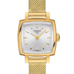Tissot Lovely Square Damklocka Quartz 20 mm – Silver Urtavla med Guldfärgad PVD Boett och Länk