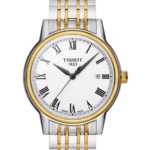 Tissot Carson Herrklocka Quartz 40 mm – Vit Urtavla med Tvåfärgad Boett och Länk