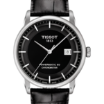 Tissot Luxury Powermatic 80 Automatisk Herrklocka 41 mm – Svart Urtavla med Svart Läderband