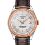 Tissot Ballade Powermatic 80 COSC Automatisk Herrklocka 41 mm – Silverfärgad Urtavla med Brun Läderrem