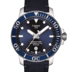 Tissot Seastar 1000 Powermatic 80 Silicium Automatisk Herrklocka 43 mm – Blå Urtavla med Blå Textilrem