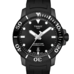 Tissot Seastar 1000 Powermatic 80 Automatisk Herrklocka 43 mm – Svart PVD-Boett Svart Tavla Gummiband Dykarklocka