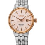 Seiko Presage Cocktail Time Damklocka Automatic 28 mm – Rosa Urtavla med Diamanter och Stållänk