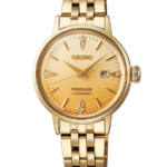 Seiko Presage Cocktail Time Damklocka Automatic 30.3 mm – Guldfärgad Urtavla med Diamanter och Guldfärgad Stållänk