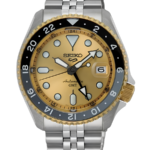 Seiko 5 Sports GMT  Herrklocka Automatic 42.5 mm – Champagnefärgad Urtavla med Stållänk