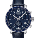 Tissot Quickster Chronograph Herrklocka Quartz 42 mm – Blå Urtavla med Svart Läderband