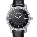 Tissot Bridgeport Herrklocka Quartz 40 mm – Svart Urtavla med Silverfärgad Boett och Svart Läderband