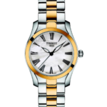 Tissot T-Wave Damklocka Quartz 30 mm – Vit Pärlemorurtavla med Tvåfärgad Boett och Länk